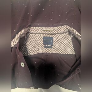 Denim & Flower Burgundy Shirt with White Dots